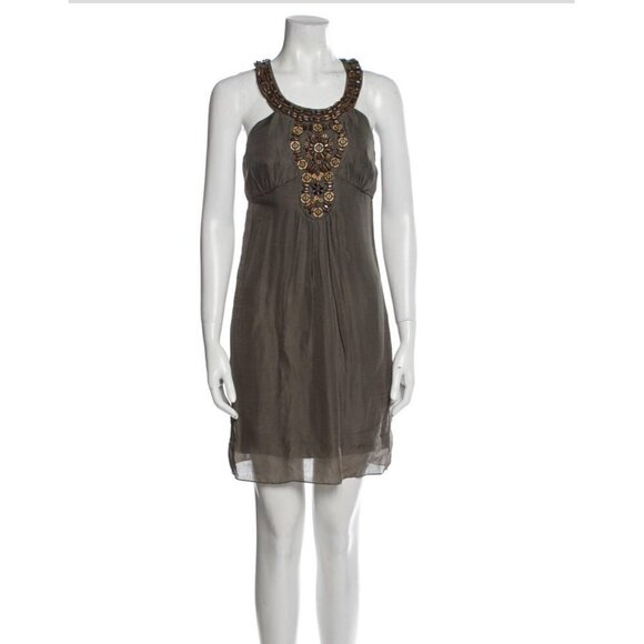 Milly of New York Scoop Neck Sleeveless Embellished Beaded Boho‎ Mini Dress XXS - Picture 1 of 10